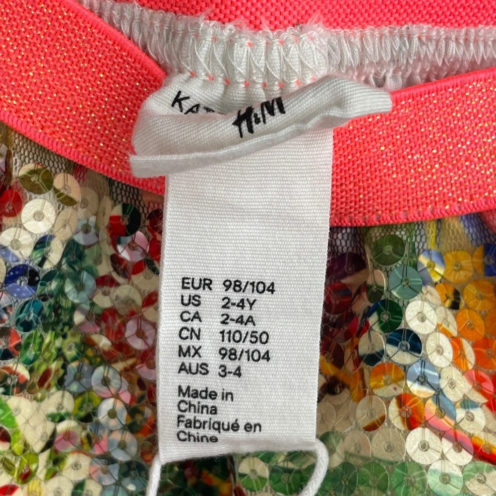 Kate Morgan Studio x HM Girls Multi Color Sequin Tropical Parrot Skirt Size 2-4Y